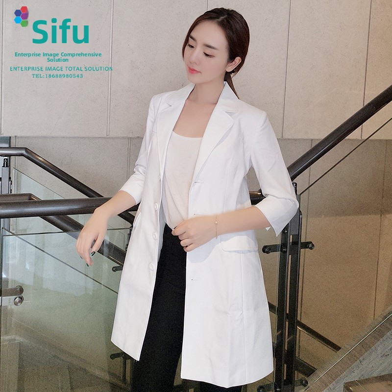 Medical Lab Management - 韓国風メディカルビューティーインスティテュート女性医師作業服ミドル丈白衣店長歯科医クリニック医師スーツ