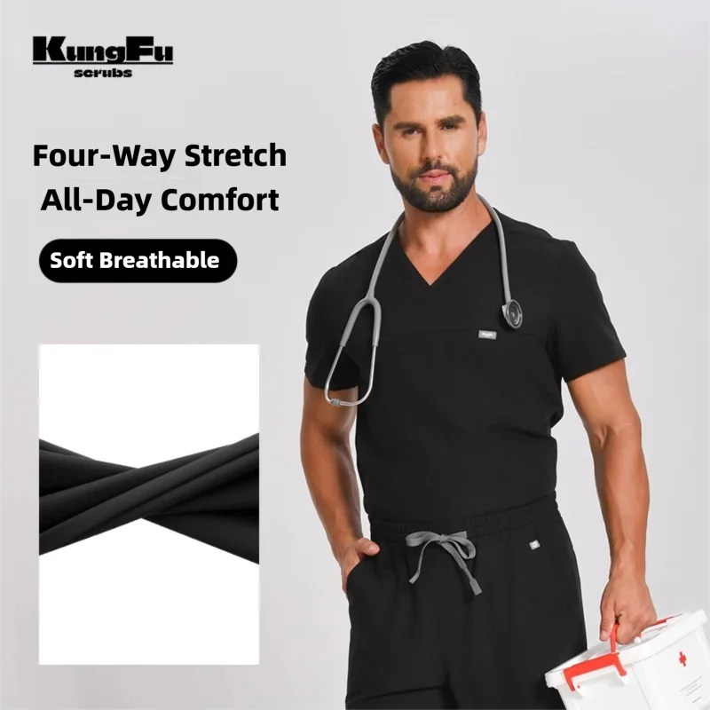 カンフースクラブ メンズ手術用ユニフォーム スクラブ Vネッ - Medical Lab Uniform のレビューと価格