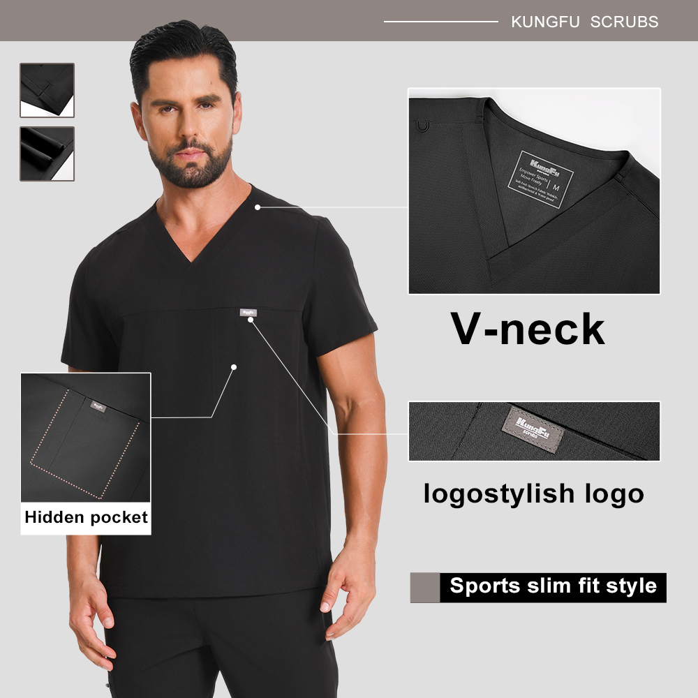 カンフースクラブ メンズ手術用ユニフォーム スクラブ Vネッ - Medical Lab Uniform のレビューと価格