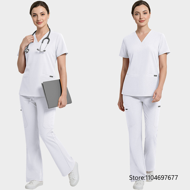 新しい病院医師作業服ユニセックス手術トップ + パンツ女性医 - Medical Lab Uniform のレビューと価格
