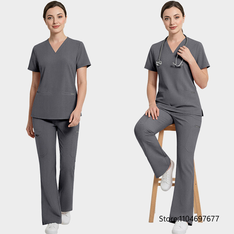 新しい病院医師作業服ユニセックス手術トップ + パンツ女性医 - Medical Lab Uniform のレビューと価格
