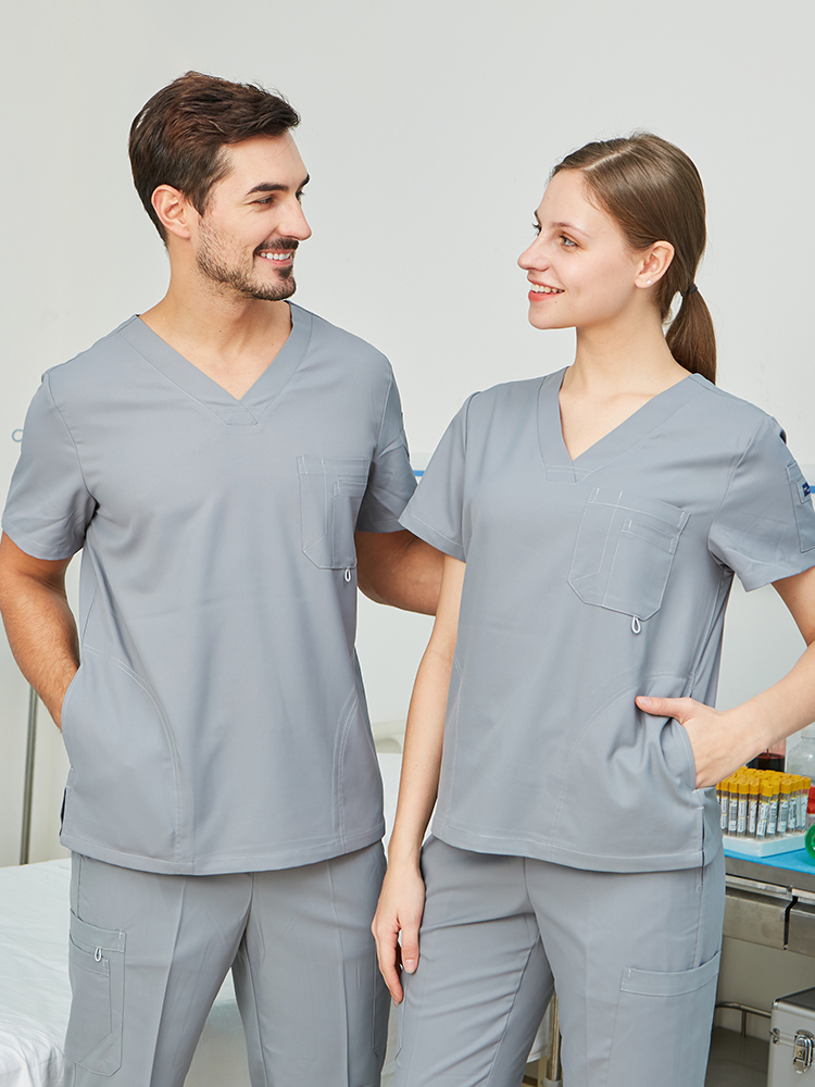 スクラブセット制服ナース作業服看護トップとパンツ女性男性無地 - Medical Lab Uniform のレビューと価格