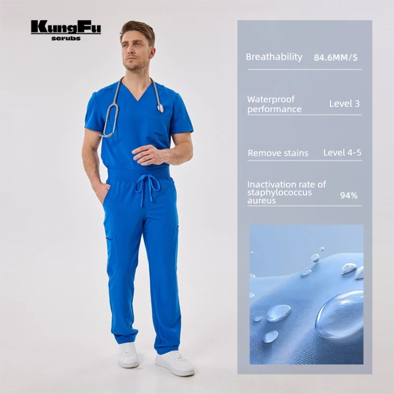 カンフースクラブ メンズユニフォーム 医療用スクラブセット  - Medical Lab Uniform のレビューと価格